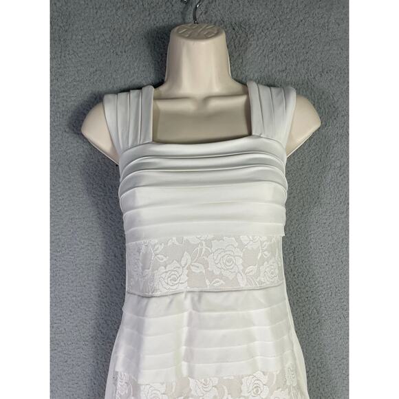 En Focus Studio White Sleeveless Lace Panel Sheath Dress Size 4 Bridal Cocktail - Picture 12 of 12